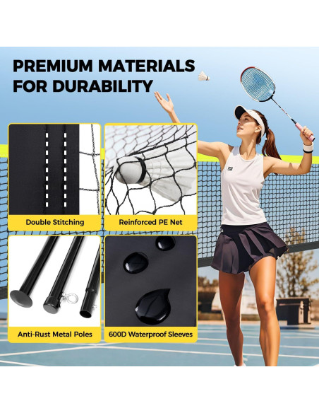 Conjunto de Bádminton BAGAIL con Red 6.1m x 1.5m y 4 Raquetas Conjunto de Bádminton BAGAIL con Red 6.1m x 1.5m y 4 Raquetas