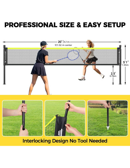Conjunto de Bádminton BAGAIL con Red 6.1m x 1.5m y 4 Raquetas Conjunto de Bádminton BAGAIL con Red 6.1m x 1.5m y 4 Raquetas