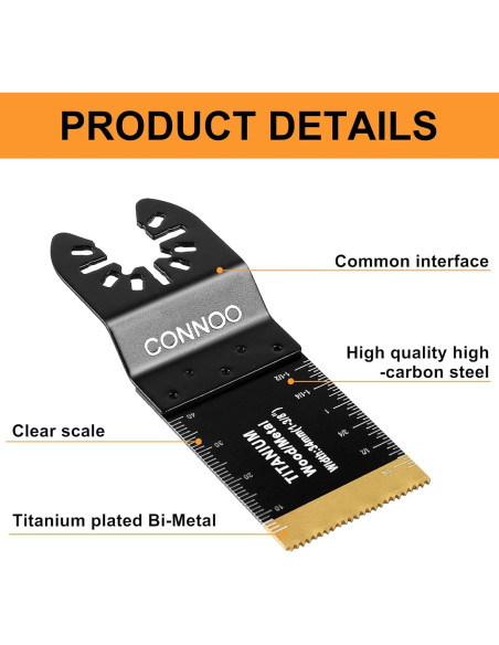Kit de Cuchillas Oscilantes CONNOO 120 Piezas para Madera y Metal Kit de Cuchillas Oscilantes CONNOO 120 Piezas para Madera y Metal