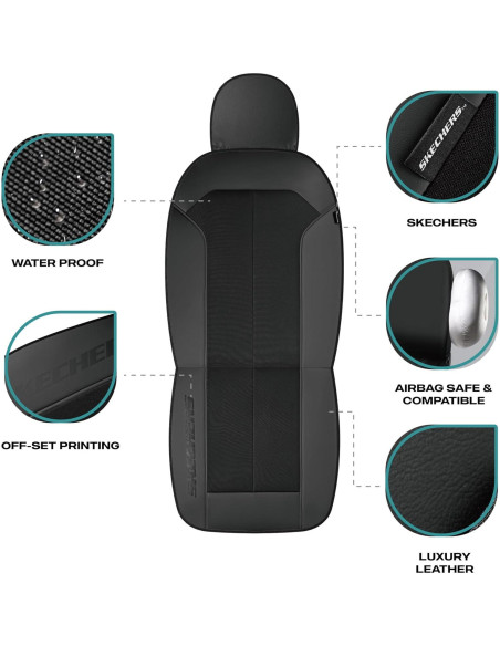 Funda de Asiento de Coche Skechers Negra, Ajuste Universal, Impermeable Funda de Asiento de Coche Skechers Negra, Ajuste Universal, Impermeable
