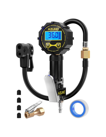 Adaptador de Válvula Presta y Schrader AZUNO con Manómetro 200psi Adaptador de Válvula Presta y Schrader AZUNO con Manómetro 200psi