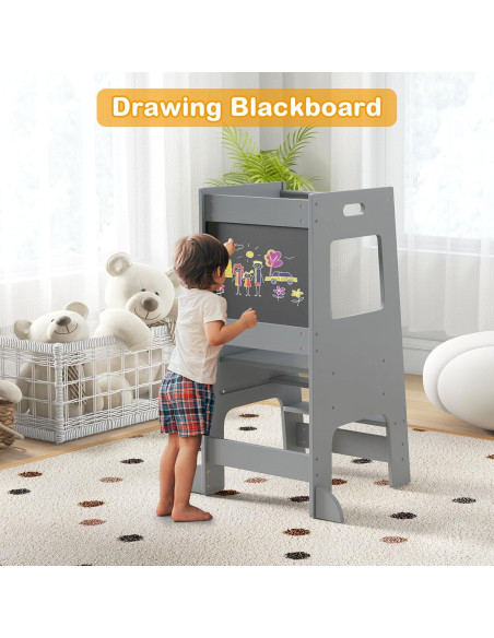Torre de Aprendizaje INFANS para Niños - Madera Ajustable Gris Torre de Aprendizaje INFANS para Niños - Madera Ajustable Gris