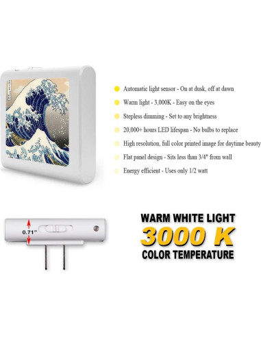 Luz Nocturna LED Regulable Art Plates con Sensor Automático