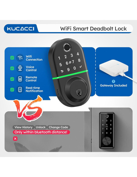 Cerradura Inteligente KUCACCI KU T13B WiFi con Huella Dactilar Cerradura Inteligente KUCACCI KU T13B WiFi con Huella Dactilar
