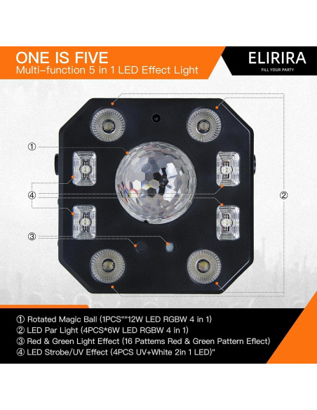 Luces de Fiesta DJ ELIRIRA 5 en 1 con Control Remoto Luces de Fiesta DJ ELIRIRA 5 en 1 con Control Remoto