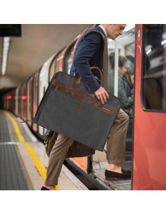 Bolsa de Traje de Lona y Cuero TRITOUR con Compartimento para Laptop 2