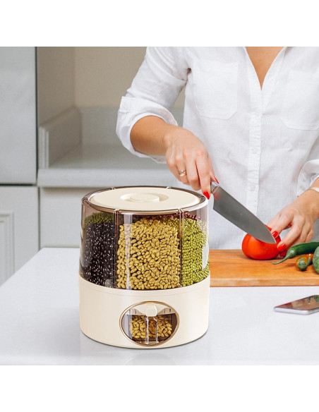 Cubo de Arroz Rotativo Genérico 23.5x24cm 6 Compartimentos Cubo de Arroz Rotativo Genérico 23.5x24cm 6 Compartimentos