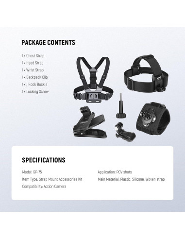 Juego de Accesorios NEEWER para Cámaras de Acción GP-75