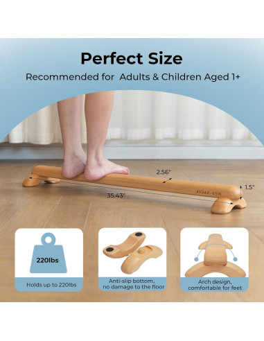 Viga de Equilibrio AVDAR de Madera de Haya - Soporta 99.79 kg