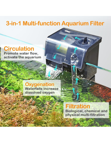 Filtro de Acuario Colgante Hygger HUS-HG137 500 L/h 38-114L