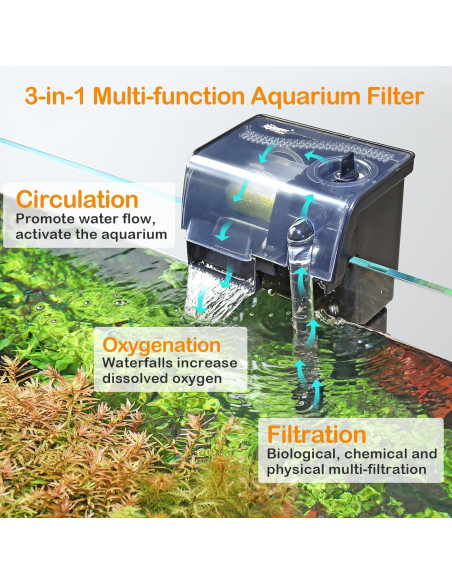 Filtro de Acuario Colgante Hygger HUS-HG137 500 L/h 38-114L Filtro de Acuario Colgante Hygger HUS-HG137 500 L/h 38-114L