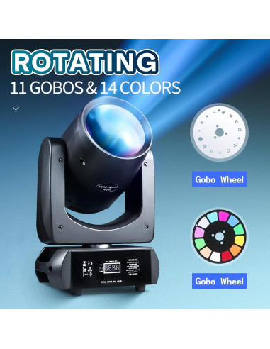 Cabeza Móvil LED 200W XFALIGHTS con 14 Gobos y 11 Colores