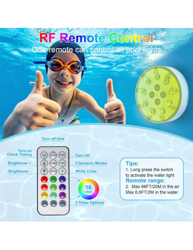 Luces de Piscina Flotantes PXYHMUS - 4 Unidades RGB Recargables