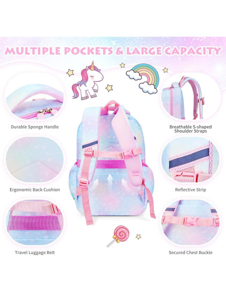 Mochila Escolar para Niñas BYXEPA Azul 40.9x29.2x17cm Mochila Escolar para Niñas BYXEPA Azul 40.9x29.2x17cm