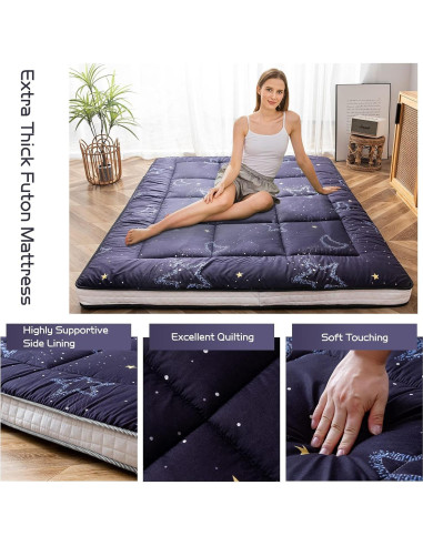 Colchón Futón MAXYOYO Rey Acolchado Luna y Estrella 203x198 cm