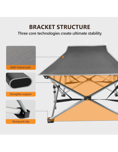 Cama Plegable para Camping VINGLI con Colchón Desmontable Gris