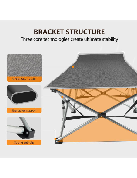Cama Plegable para Camping VINGLI con Colchón Desmontable Gris Cama Plegable para Camping VINGLI con Colchón Desmontable Gris