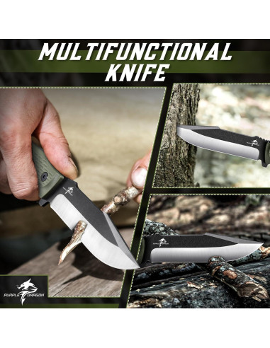 Cuchillo de Caza Dragón Púrpura Hoja Fija 24.5 cm Acero D2