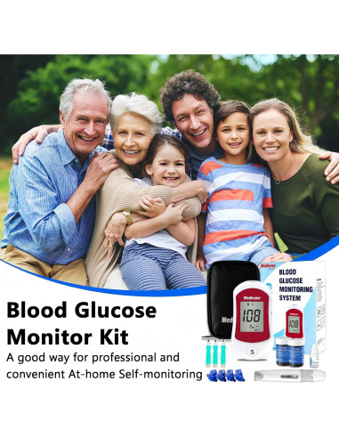 Kit de Monitor de Glucosa Medhome con 100 Tiras y 100 Lancetas