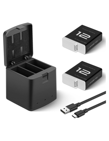 2 Baterías Recargables 1800mAh + Cargador GoPro Hero 12/11/10/9 2 Baterías Recargables 1800mAh + Cargador GoPro Hero 12/11/10/9