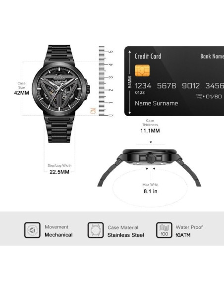Reloj Deportivo Automático FIYTA Hombre 42mm Acero Inoxidable Reloj Deportivo Automático FIYTA Hombre 42mm Acero Inoxidable