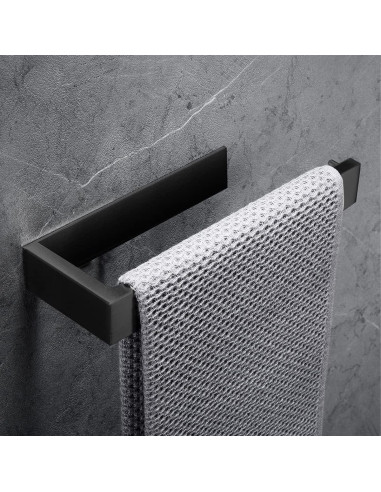 Soporte de Toalla Autoadhesivo Hallyware Acero Inoxidable Negro Mate