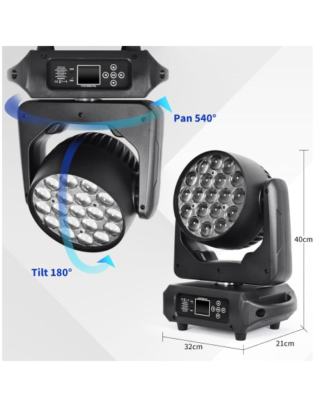 Cabeza Móvil LED 19x15W RGBW Zoom Hong Yi Efecto Profesional Cabeza Móvil LED 19x15W RGBW Zoom Hong Yi Efecto Profesional