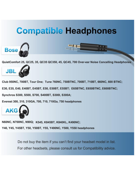 Cable de audio 3.5mm a 2.5mm Callez para auriculares Bose y JBL Cable de audio 3.5mm a 2.5mm Callez para auriculares Bose y JBL