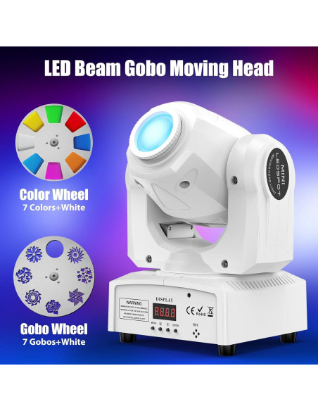 U`King 60W Luz Cabeza Móvil LED RGBW 8 Gobos DMX 512 U`King 60W Luz Cabeza Móvil LED RGBW 8 Gobos DMX 512