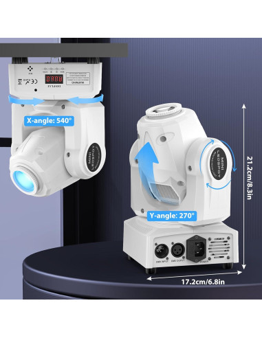 U`King 60W Luz Cabeza Móvil LED RGBW 8 Gobos DMX 512