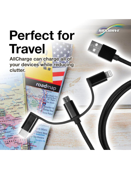 Cable BoxWave AllCharge 3-en-1 para Edifier W830BT - 1m Cable BoxWave AllCharge 3-en-1 para Edifier W830BT - 1m