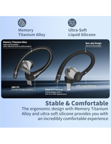 Ganchos Antideslizantes QINZAC para Galaxy Buds 3 Pro y 3, Negro