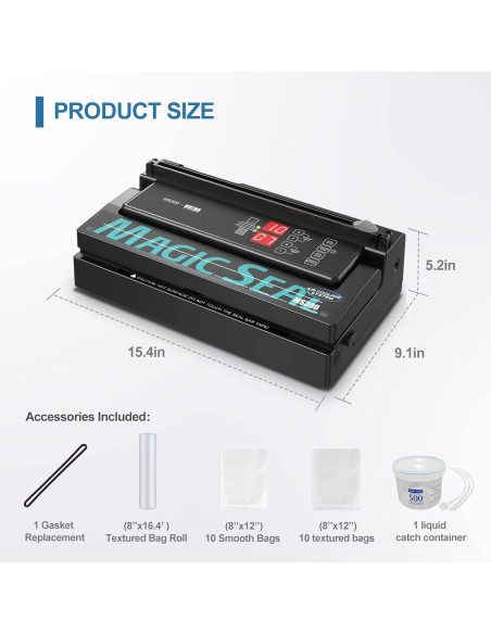 Sellador al Vacío MAGIC SEAL MS300 Doble Bomba 8mm Sellador al Vacío MAGIC SEAL MS300 Doble Bomba 8mm