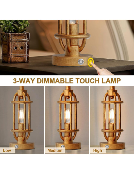 Juego de 2 lámparas de mesa G-SAFAVA 60 cm oro antiguo USB Juego de 2 lámparas de mesa G-SAFAVA 60 cm oro antiguo USB