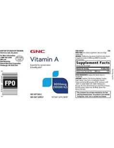 Suplemento de Vitamina A 3000mcg GNC - 180 Cápsulas Blandas 2