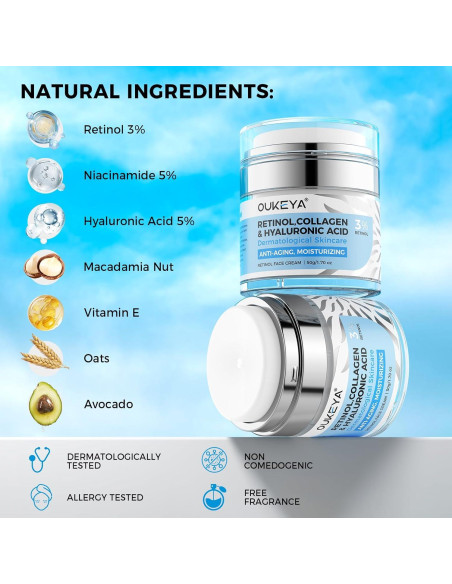 Crema Hidratante Anti-Envejecimiento OUKEYA 3% Retinol 50g Crema Hidratante Anti-Envejecimiento OUKEYA 3% Retinol 50g