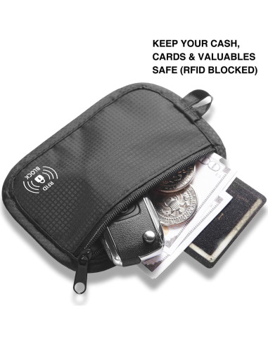 Cartera Antirrobo RFID KOSMCCO Minimalista Negra 12.7x8.9cm
