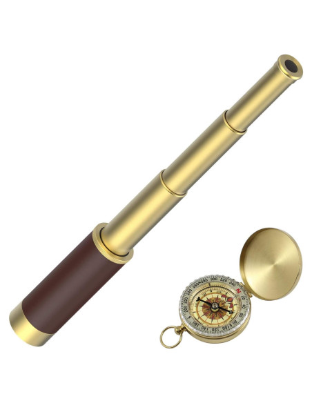 Telescopio Pirata Retro 25x30 con Compás para Niños Telescopio Pirata Retro 25x30 con Compás para Niños