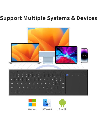 Teclado Bluetooth Recargable CZUR TouchBoard Pro - Inalámbrico, Delgado, Portátil
