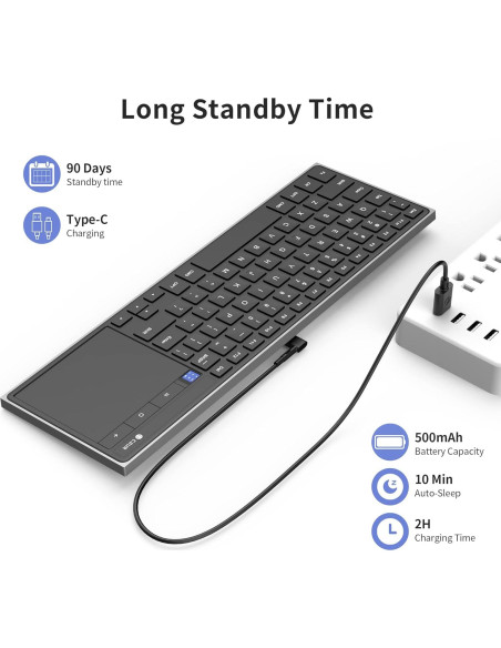 Teclado Bluetooth Recargable CZUR TouchBoard Pro - Inalámbrico, Delgado, Portátil Teclado Bluetooth Recargable CZUR TouchBoard Pro - Inalámbrico, Delgado, Portátil