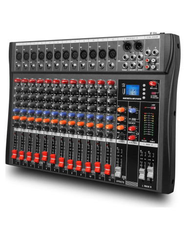Consola de Sonido GX12 Mezclador 12 Canales USB Bluetooth