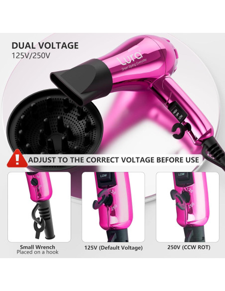 Secador de Pelo Portátil LURA 1200W Plegable Doble Voltaje Secador de Pelo Portátil LURA 1200W Plegable Doble Voltaje