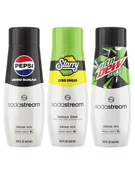 Paquete de 3 Mezclas SodaStream Sin Azúcar - Pepsi, Starry, MTN Dew Paquete de 3 Mezclas SodaStream Sin Azúcar - Pepsi, Starry, MTN Dew