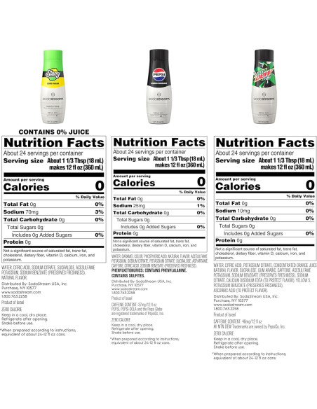 Paquete de 3 Mezclas SodaStream Sin Azúcar - Pepsi, Starry, MTN Dew Paquete de 3 Mezclas SodaStream Sin Azúcar - Pepsi, Starry, MTN Dew