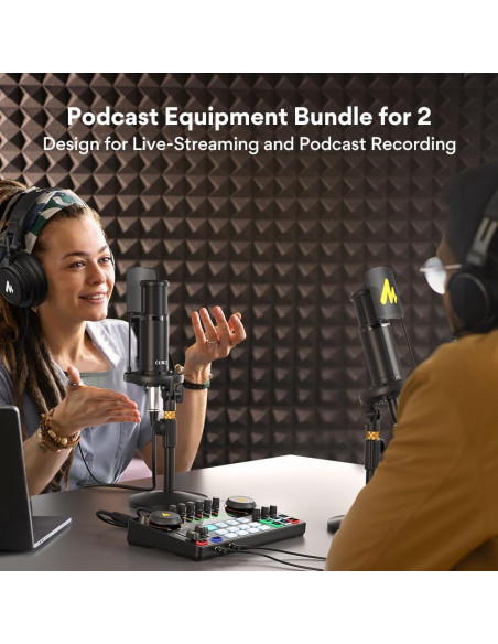 Conjunto de Podcast MAONO AME2 Duo con 2 Micrófonos Conjunto de Podcast MAONO AME2 Duo con 2 Micrófonos