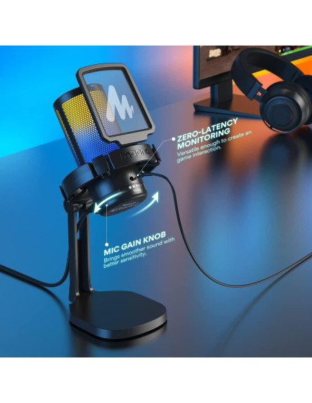 Micrófono USB MAONO DM20 para Gaming con RGB y Cancelación de Ruido Micrófono USB MAONO DM20 para Gaming con RGB y Cancelación de Ruido