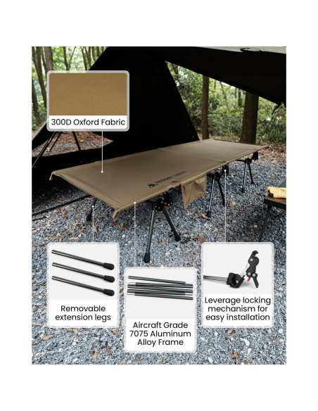 Tienda de Camping Lona OneTigris Conifer + Cama Plegable + Mochila 45L Tienda de Camping Lona OneTigris Conifer + Cama Plegable + Mochila 45L