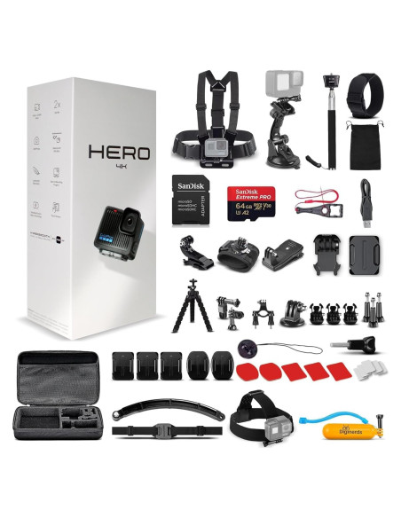 Cámara de Acción GoPro HERO Negra 4K 12MP Impermeable + Accesorios Cámara de Acción GoPro HERO Negra 4K 12MP Impermeable + Accesorios