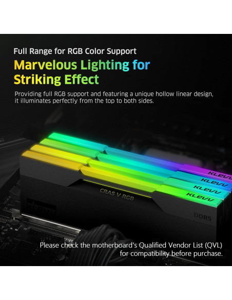 Memoria RAM KLEVV CRAS V RGB 32GB (2x16GB) 6000MHz DDR5 Memoria RAM KLEVV CRAS V RGB 32GB (2x16GB) 6000MHz DDR5