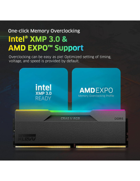 Memoria RAM KLEVV CRAS V RGB 32GB (2x16GB) 6000MHz DDR5 Memoria RAM KLEVV CRAS V RGB 32GB (2x16GB) 6000MHz DDR5